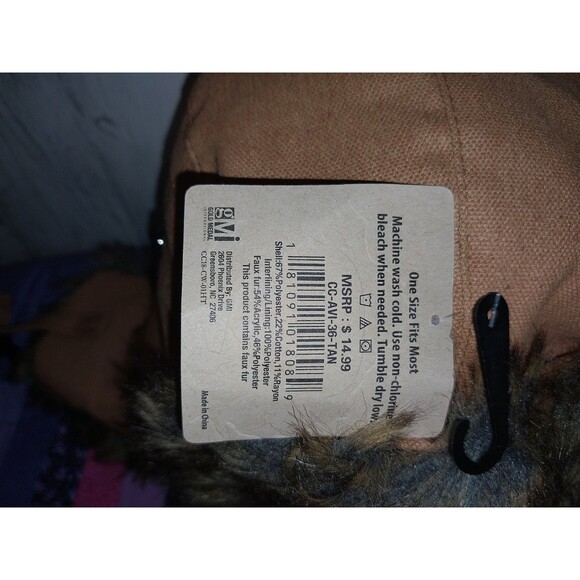 Trapper Hat Faux Fur Lined NWT Clear Creek Adult One Size Fits All Canvas Shell - Picture 3 of 11